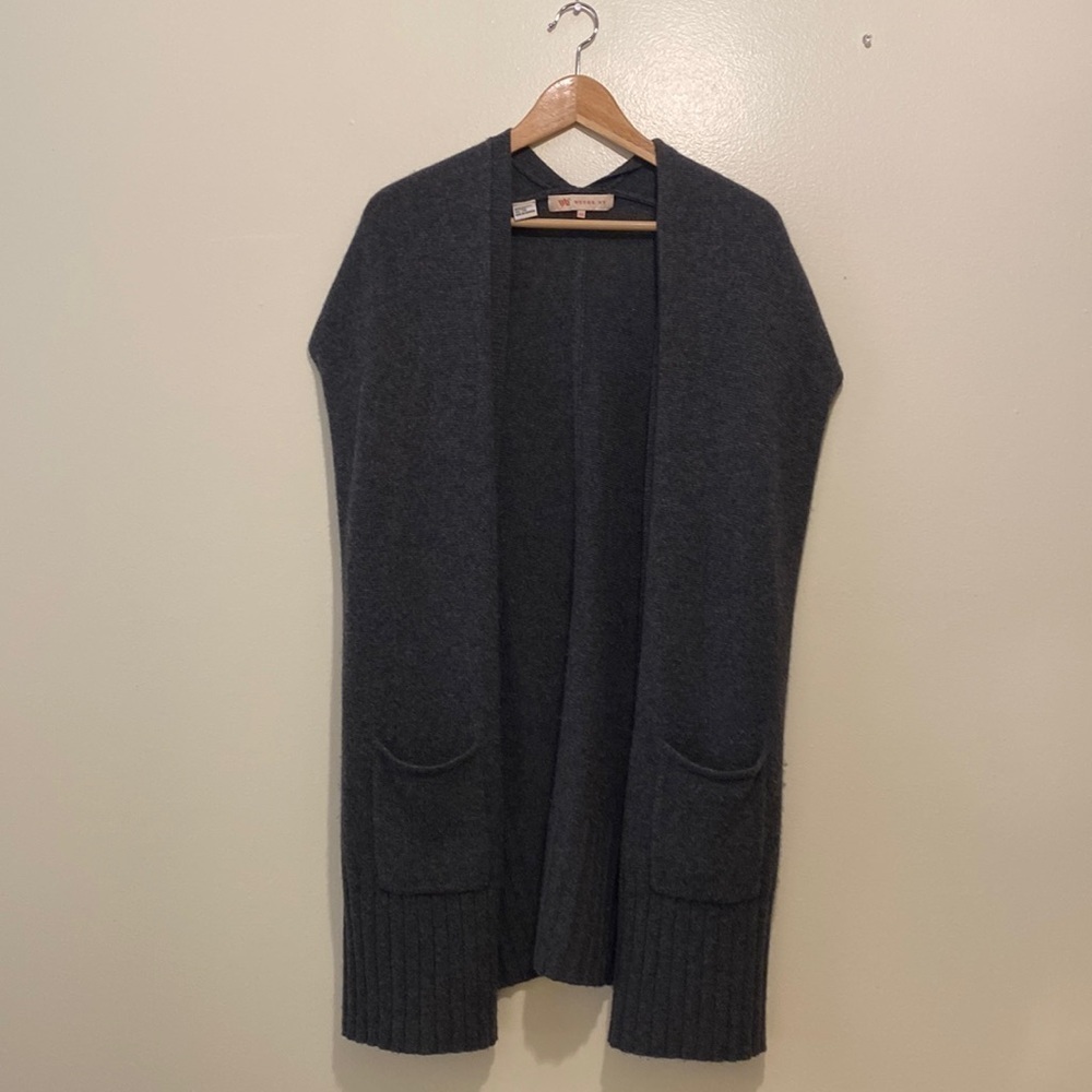 WYTHE NY SOFT AND COZY LONG CASHMERE OPEN SWEATER VEST. Size Xs
